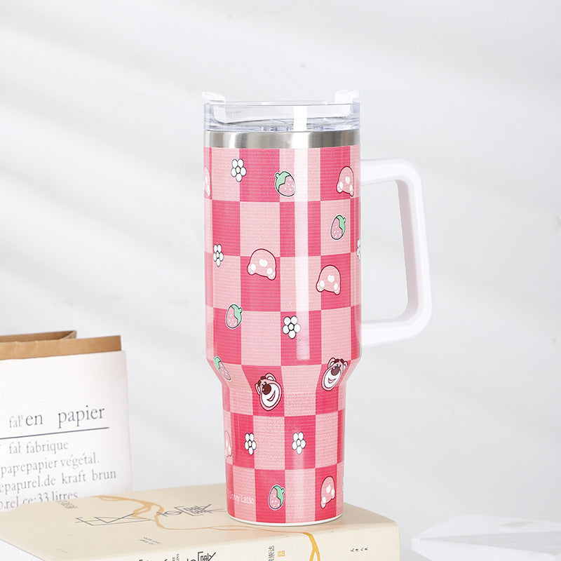 Wholesale 40oz Printed Handle Cup 1200ml Thick Spray Plastic Insulated Cup Tumbler Cup